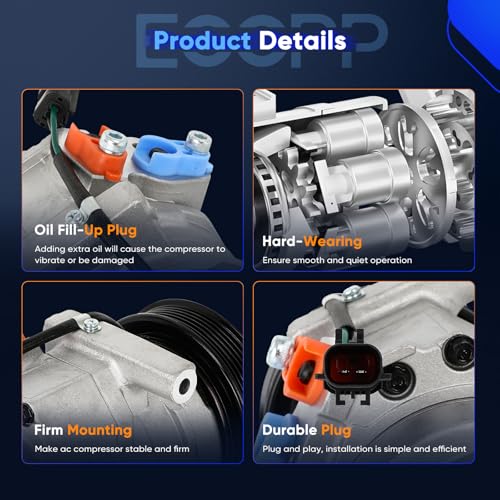 Image of ECCPP AC Compressor 2005 for Chrysler 300 for Dodge Magnum 2.7L | A /C Compressor with Clutch Fast Cooling