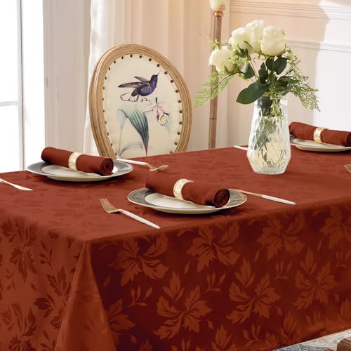 Nappe rectangulaire d'automne jacquard imperméable rouille 152 x 304 cm de table - 7