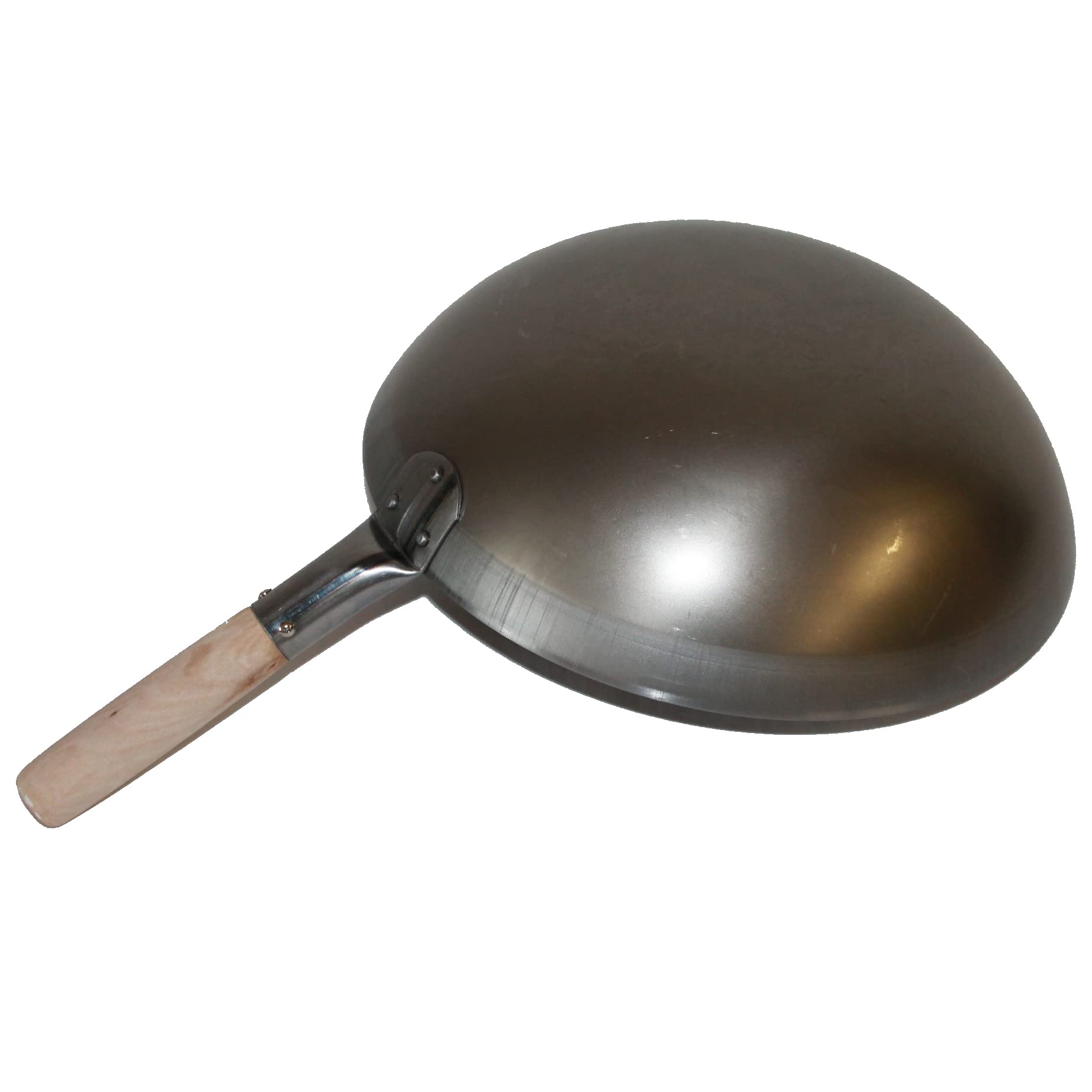 Wok ca. 38 cm Ø runder Boden für Gas, Induktionsmulde, Gastronomie Wokpfanne Carbon Stahl