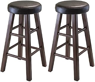Winsome Wood Marta Assembled Round Counter Stool with PU Leather Cushion Seat, Square