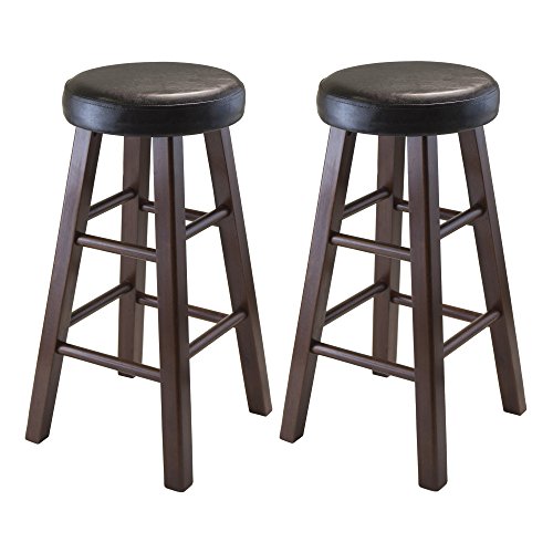 Winsome 3-Piece Harrington Drop Leaf High Table With 2 Cushion Round Seat Stools, 24-Inch, Brown #TOP6