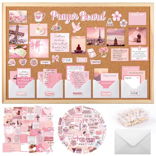 Vemfare 162 Pcs Prayer Board Kit Pink Motivational Prayer Board Supplies