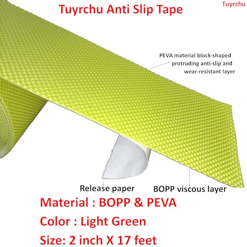 Image of Anti Slip Tape 2 Inch Wide, Waterproof Grip Adhesive Heavy Duty High Traction Friction for Indoor /Outdoor Steps (17 Ft /Light Green).