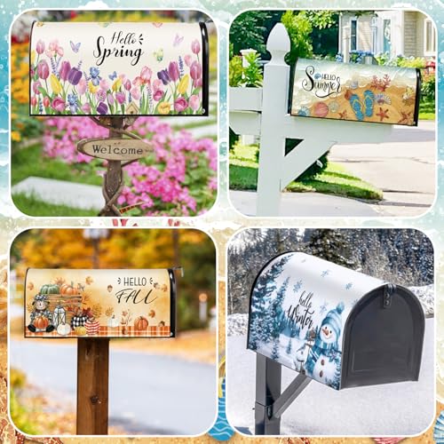 Image of Dispowreath 12 Pcs Seasonal Mailbox Covers Magnetic Standard Size 18 x 21 Inch Spring Summer Patriotic Magnetic Mailbox Covers for Garden Yard Outdoor Decor