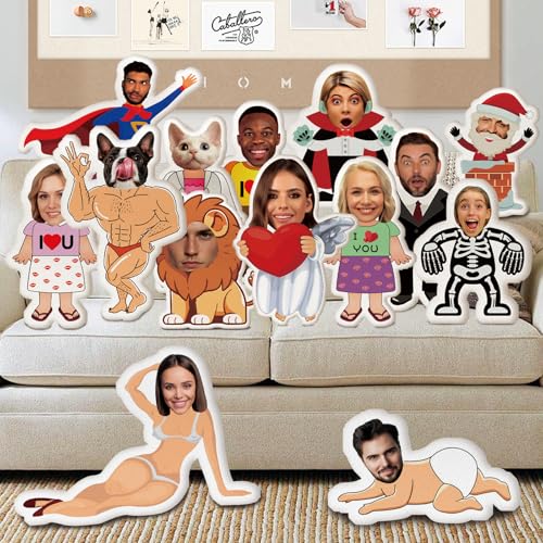 Almohada Personalizada con Cara, Almohadas Personalizadas con Fotos, Almohada de Peluche de Doble Cara con Forma de Cabeza y Cuerpo Impresa en 3D, Decoración del Sofá de la Cama, Regalos Creativos par
