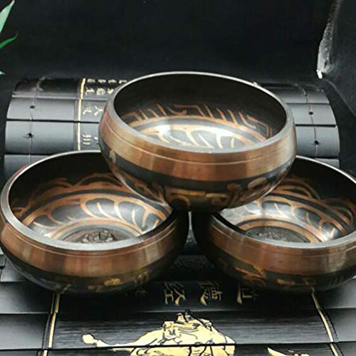 Lioobo – Tigela tibetana para cantar, martelada à mão, com martelo para meditação de chacras, cura d