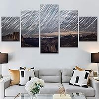 SIGNWIN 5 Panel Canvas Wall Art Aerial Astronomy & Space Dramatic Global Green Photography Realism Stars Ultra for Home Decorations Ready to Hang - 60