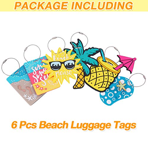 6 Pack Unique Luggage Tag Travel Suitcase Bag Summer Beach Series Identify Label with Loop by OVOV (Beach Series)