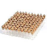 CLTPY 100 unidades de 1 ml mini tubos de ensayo con corcho, 11 x 22 mm, pequeño tubo de ensayo con corcho, vasos para rellenar, regalos de invitados, bodas, decoración de bricolaje