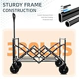 Favoyard 100L Foldable Festival Trolley on Wheels, Garden Wagon Cart with Adjustable Handle and Drink Holder, Portable Camping Trolley Cart for Beach Camping Garden Outdoor Fishing, Black - Image 5