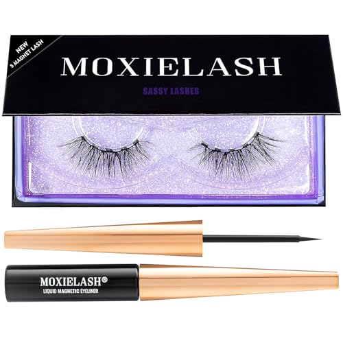 MoxieLash Sassy Kit - Mini Liquid Magnetic Eyeliner for Magnetic Eyelashes - No Glue & Mess Free - Fast & Easy Application - Set of Sassy Lashes & Instruction Card Included (Sassy Lash Kit)