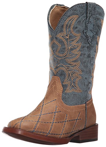 Roper Boys' Saddle Hole Cross Cut Western Boot, Tan, 2 M US Little Kid