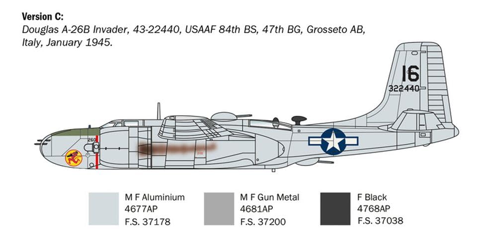 ITALERI 1:72 samolot nr 1274 A-26 A/B zestaw modeli Invader