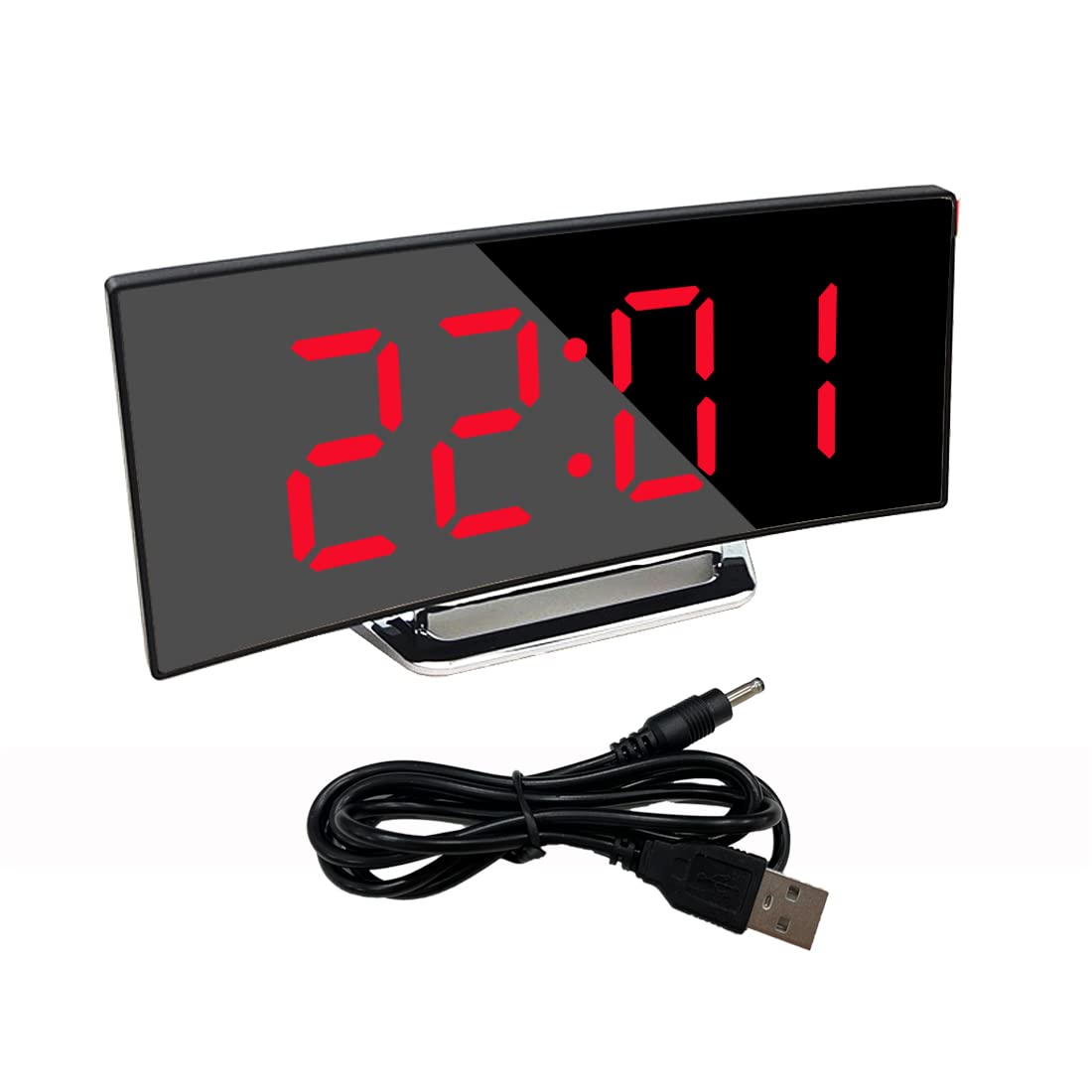 Sveglia da Comodino con Luci Notturne,7 Pollici Schermo LED Luminosità e Dimmer, 2 Porta Caricatore USB,Grande Snooze,Batteria-Backup,Sveglia Forte per Ufficio,Scrivania,Traversine Pesanti,Bambini