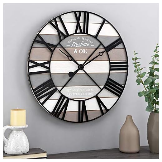 FirsTime & Co. Maritime Planks Wall Clock, White, 24 inches (31225)