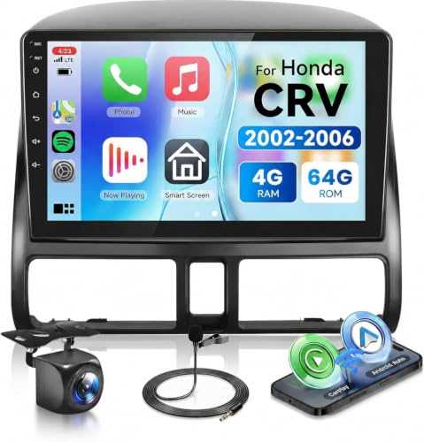 Image of 4G+64G Car Radio Stereo for Honda CRV 2002-2006 with Wireless CarPlay /Android Auto,9 Inch 1280 * 720P IPS Touch Screen Car Stereo Android 13 GPS WiFi Bluetooth 32-Band DSP HD Backup Camera