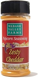 Zesty Cheddar Cheese Popcorn Seasoning - Wabash Valley Farms Cheddar Cheese Powder, Fat Free Cheese Popcorn Topping, Popcorn Flavoring Seasoning for Irresistible Cheddar Popcorn Flavor (5 oz)