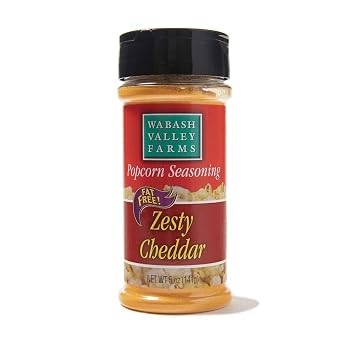 Zesty Cheddar Cheese Popcorn Seasoning - Wabash Valley Farms Cheddar Cheese Powder, Fat Free Cheese Popcorn Topping, Popcorn Flavoring Seasoning for Irresistible Cheddar Popcorn Flavor 5 oz