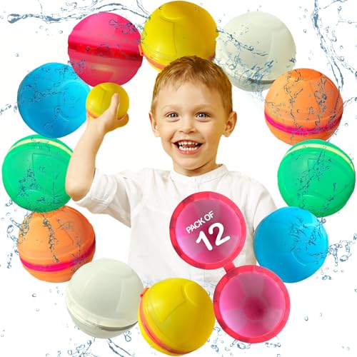 LEGACY KIDS Reusable water balloons For Kids, Water Balloons Quick Fill, Refillable Water Balloons For Kids, Magnetic, Reuse, Silicone (12) (12 Regular)