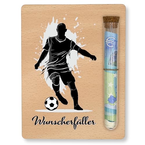 ZUKLA Verpackung für Geldgeschenke Fußball - 13 x 10 cm - mit Reagenzglas - Spardose Fussball -...