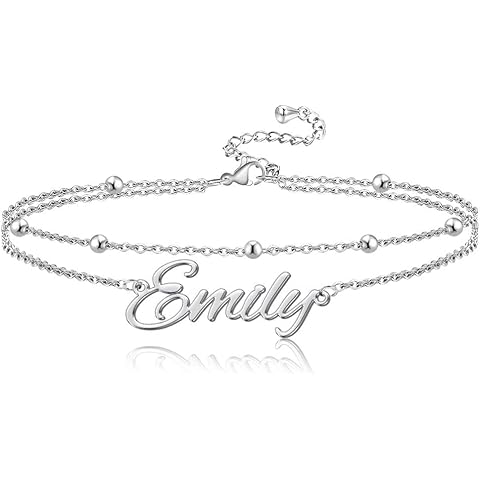 Personalized Name Ankle Bracelet for Women Custom Layered Name Anklet with Initials...