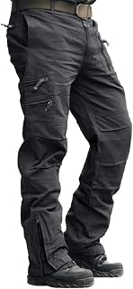 CRYSULLY Mens Tactical Cargo Pants Ripstop Cotton Military Hiking Work