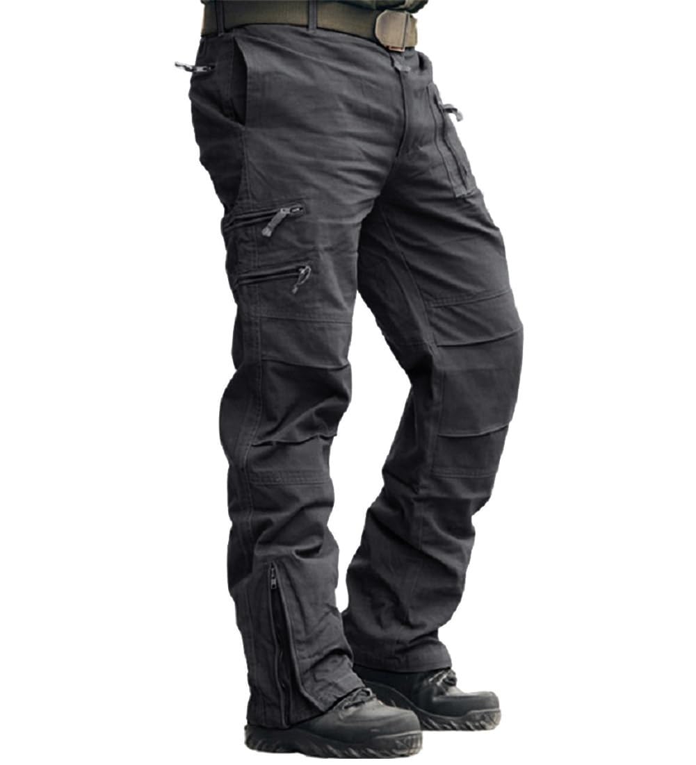 CRYSULLY Mens Tactical Cargo Pants Ripstop Cotton Military Hiking Work