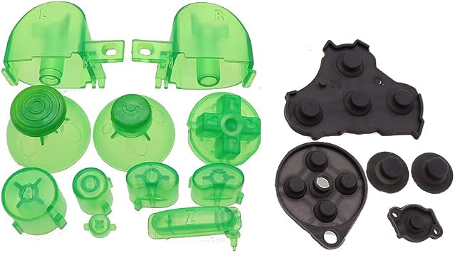1 Set Colorful Complete Full Button Set with Rubber Conductive Buttons for Gamecube GC Controller Clear Green
