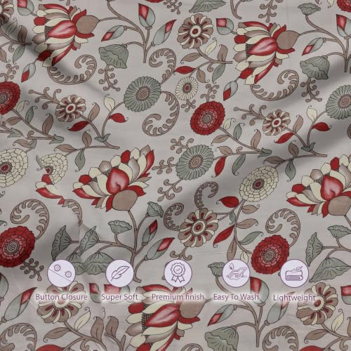 Image of Trance Home Linen 100% Cotton Printed Zippered ONLY Duvet Cover /Blanket Cover /Quilt Cover | Comforter Cover /Razai Cover | Queen Size (90 x 102 Inch, Kalamkari Rust)