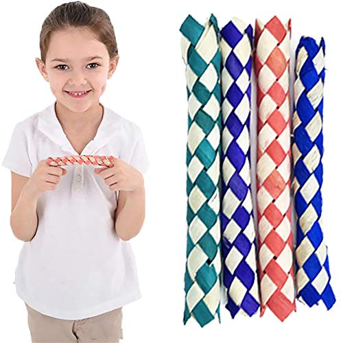 The Dreidel Company Classic Finger Traps, Chinese Bamboo Toys, Assorted Colors, 5' Inches (12-Pack)