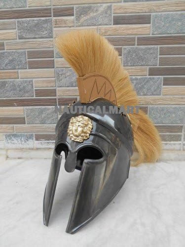 Greek Corinthian Helmet Black Finish & Yellow Plume by Nauticalmart