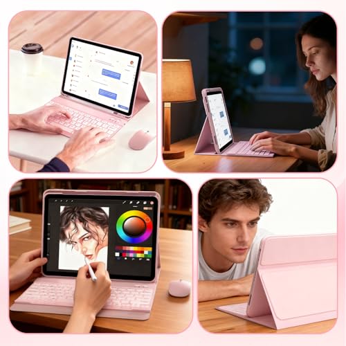 TnbonGip Keyboard Case for iPad mini 5th Generation 2019 / mini 4th Generation 2015 7.9 inch, Mouse and Detachable Keyboard, Adjustable Stand Built in Pencil Holder, Auto-Sleep/Wake Feature, Pink by TnbonGip - Image 7