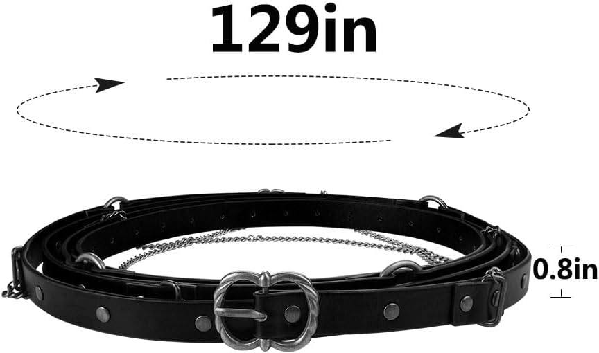 Medieval DIY Faux Leather Metal Chain Belt Ren Faire Adjustable Waist Belt Viking Knight Pirate Skinny Belts for Dress - Image 7