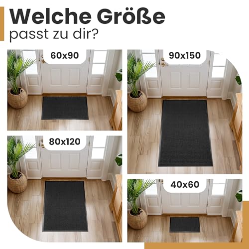 Bodenständig® Saubere Schuhe Dank saugstarkem Stoff (robust) perfekte Größe Anthrazit in 40x60cm - Fußmatte innen, Fussmatte innen - Schmutzfangmatte für innen Türmatte