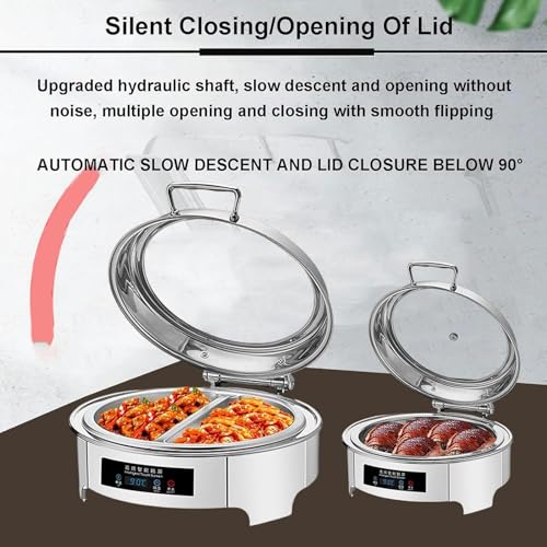 Chauffe-buffet électrique 6 L rond avec couvercle transparent - 7