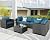 Furnimy Outdoor Furniture Patio Furniture Sets Conversation Sets Balcony Furniture Outdoor Sectional for Outdoor Indoor Backyard Lawn Garden Porch Poolside (Expresso-Peacock Blue, 7 Pieces Set)