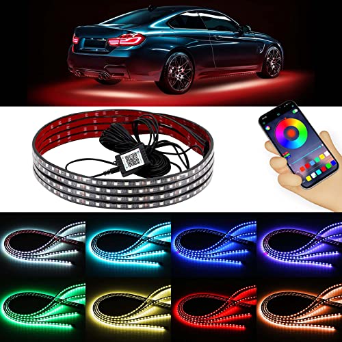 GDICONIC 4x RGB LED debajo del coche tira de tubo subterráneo cuerpo luz Kit teléfono App Control RGB LED tiras Bluetooth coche atmósfera luces