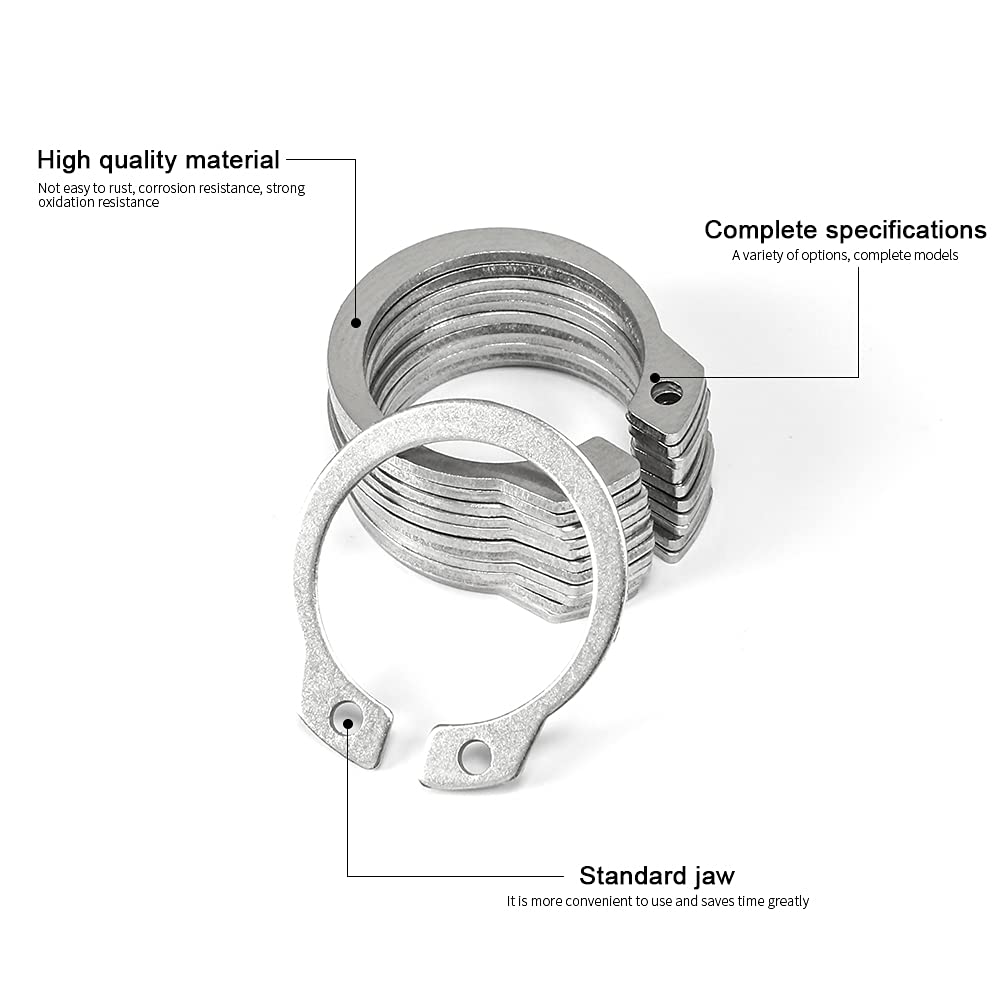 anillos de clip, Anillos de clip, anillos de retención, juego de anillos de retención a presión con clip c externo de 480 piezas Juego de anillos de seguridad de acero al carbono de 5-19 mm for eje-Ch
