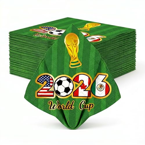 EiPibaibyi 80 Pack 2026 World Cup Napkins 6.5 Soccer Napkins for Game Day
