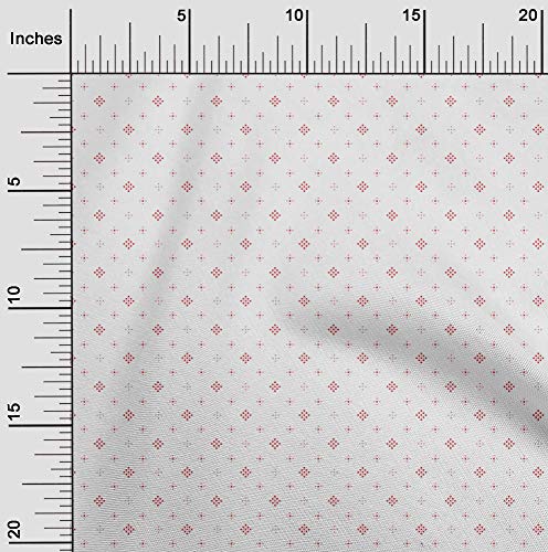 oneOone Polyester Spandex Pastel Red Fabric Dot & Square Shape Geometric DIY Clothing Quilting Fabric Print Fabric by Yard 56 Inch Wide