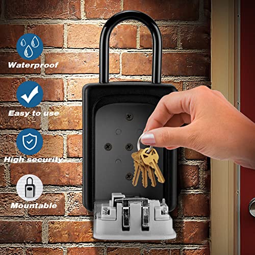 Key Lock Box, Combination Lock Box Wall Mounted Waterproof Key Storage Lock Box Waterproof Resettable Code House Security Lock Box For Outdoor & Indoor #TOP6