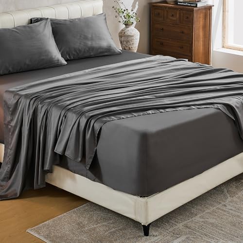 Image of MEISHANG 1000TC Egyptian Cotton Sheets King, 18-24 inch Extra Deep Pocket | 1000TC Egyptian Cotton Sheets, Sateen Weave, Ultra Soft & Breathable, OEKO-TEX Certified