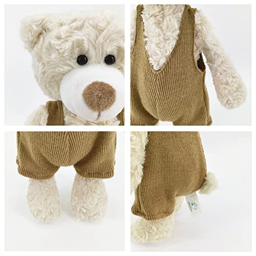 Mr Vivicare 13.5" Cream Beige Bear Stuffed Animals For Kids And New Born Babies,Knitted Dressed Stuffed Teddy Bear Plush Toys For Boys And Girls,Great Gifts On Birthday,Children's Day,Machine Washable #TOP3