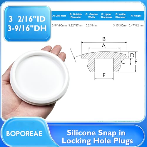 Image of 2 Pcs 90 mm Silicone Rubber Plugs Snap in Locking Hole Plugs for 90 mm (3-9 /16 inch) Round Holes, Flush Type Rubber Stoppers, Flexible Tube Pipe End Caps Covers, Waterproof Sealing Plugs, White