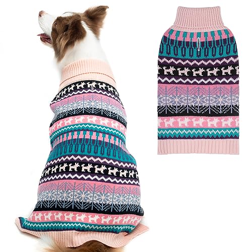 Image of Mihachi Dog Sweater - Winter Coat Apparel Clothes with Colorful Stripes for Cold Weather