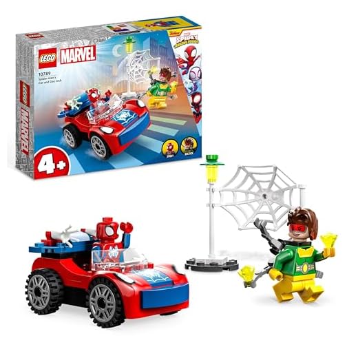LEGO 10789 Marvel L’Auto di Spider-Man e Doc Ock, Idea Regalo di Natale, Giocattolo di Spidey e i Suoi Fantastici Amici, Giochi per Bambini dai 4 Anni con Mattoncini Fosforescenti