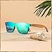 Woodies Oversize Flat Lens Mirrored Green Walnut Wood Polarized Sunglasses for Men and Women | 100% UVA/UVB Protection