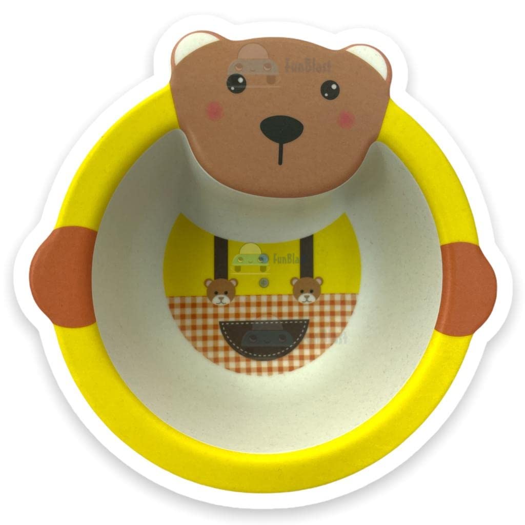 FunBlast Baby Feeding Bowl – Bear Design Eco Friendly Bamboo Fiber Bowl for Kids/Baby Utensils Feeding Bowl Tableware for Kids and Toddlers (Multicolor; 1 Pc)-image-29