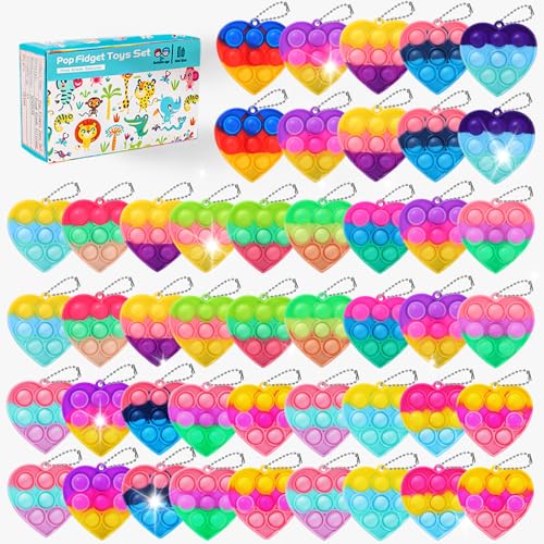 Image of 57PCS Kids Party Favors Fidget Toys Bulk Its Birthday Party Favors for Toddlers Adult, Small Classroom Prizes Box Fidgets Toys for Kids, Goodie Bag Stuffers, Treasure Chest, Pop Fidget Keychain