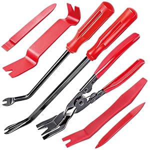 7 Pcs Car Trim Removal Tool Kit with Non-Scratch Plastic Pry Tool and Fastener Clip Pliers, Car Trim Removal Tool, for Auto Interior Car Panel Detachment, Dashboard, Door Clips & Upholstery
